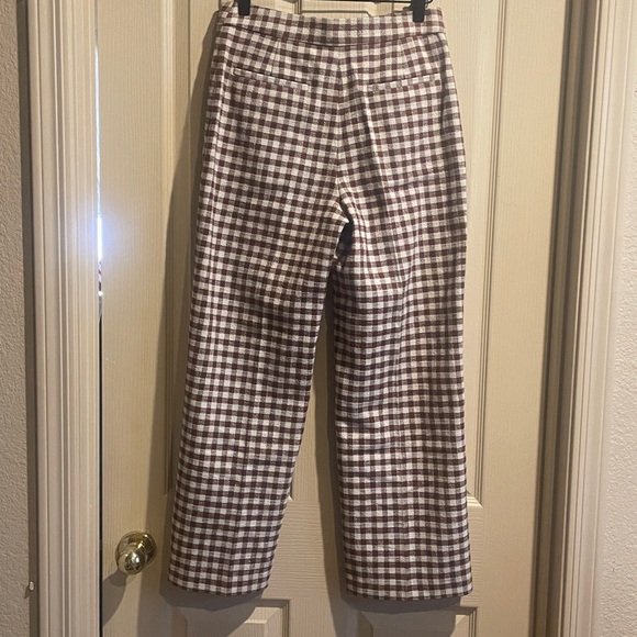Sezane Martin Crop Brown Gingham- Checkered Wide Leg Pants- New with tags - Picture 8 of 8